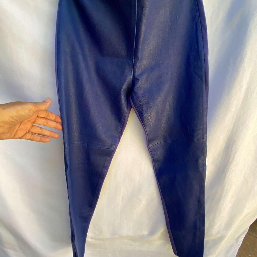 Lambskin Leather E Blue Women's Pants